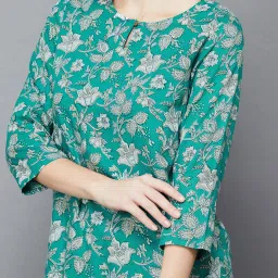 Melange by Lifestyle Teal Floral Print Kurti image 5