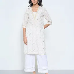 RANGMANCH BY PANTALOONS Women Geometric Printed Chikankari Kurta-image-85