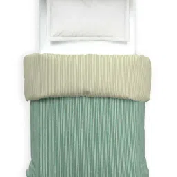 DDecor Green Cotton 145TC Stripes Reversible Dohar image 3