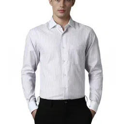 Louis Philippe Purple Cotton Regular Fit Striped Shirt-picture-35