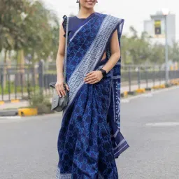 Saree Mall Navy Blue Silk Self Saree with Blouse Piece-image-96