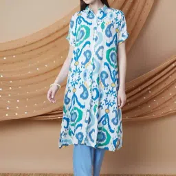 Melange By Lifestyle White Regular Fit Printed Kurtas-image-12
