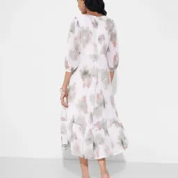 Annabelle By Pantaloons Bright White Regular Fit Printed Dress image 2