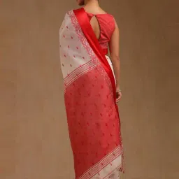 Soch White Cotton Woven Design Saree With Unstitched Blouse image 2