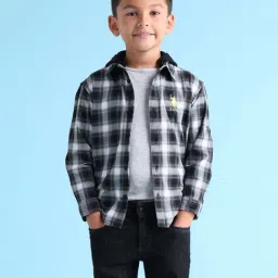 U.S. Polo Assn. Boys Black & White Cotton Checks Full Sleeves Shirts image 3