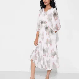 Annabelle By Pantaloons Bright White Regular Fit Printed Dress image 3