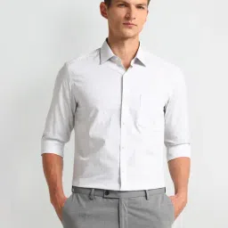 Arrow White Cotton Slim Fit Checks Shirt-image-89