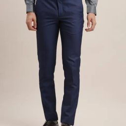 Turtle Blue Ultra Slim Fit Dobby Trousers-picture-8