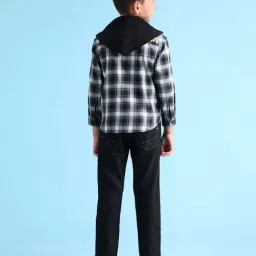 U.S. Polo Assn. Boys Black & White Cotton Checks Full Sleeves Shirts image 2