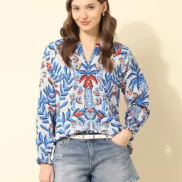 U.S. Polo Assn. Blue & White Cotton Printed Long Sleeves Top-picture-24