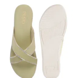 Fausto Women's Green Cross Strap Sandals image 3