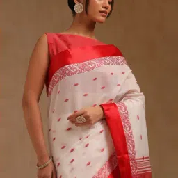 Soch White Cotton Woven Design Saree With Unstitched Blouse image 4