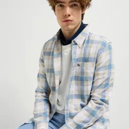 THE BEAR HOUSE Blue Cotton Slim fit Checks Shirts-picture-34