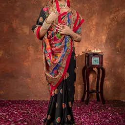 Saree Mall Black Silk Self Saree with Blouse Piece-picture-24