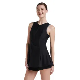 Speedo Women's Endurance10 Closed Back Swimdress With Boyleg - Black & Dapple Grey image 2