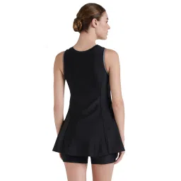 Speedo Women's Endurance10 Closed Back Swimdress With Boyleg - Black & Dapple Grey image 4