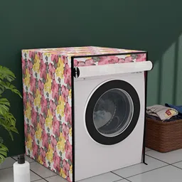 Myntra Elegant Homes White & Pink Printed Waterproof Washing Machine Cover With Zip-picture-16