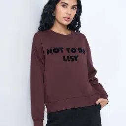 People By Pantaloons Brown Regular Fit Printed Sweatshirt-image-24