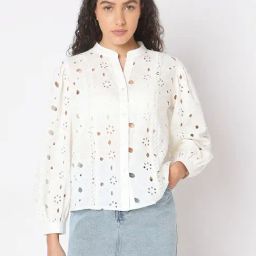 Vero Moda Off White Cotton Self Design Top-picture-37