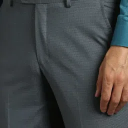 Louis Philippe Grey Slim Fit Texture Trousers image 4