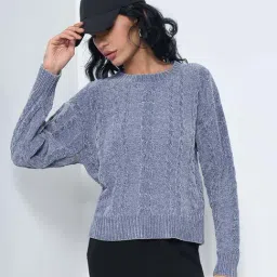 Honey By Pantaloons Moonlight Blue Loose Fit Sweater image 4