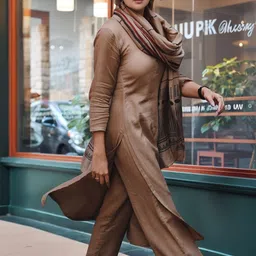 Anni Designer Women Solid Kurta with Trousers & Dupatta image 4