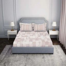 Spaces Essentials AW24 138 Pink Viscose 138 TC Double Bedsheet with 2 Pillow Covers-picture-28