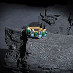 Accessorize London Women's Eclectic Gem And Stone Ring Green-picture-11