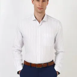 Peter England White Slim Fit Striped Shirt-picture-29