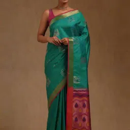 Soch Green Woven Design Saree With Unstitched Blouse-image-66