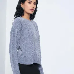 Honey By Pantaloons Moonlight Blue Loose Fit Sweater image 3