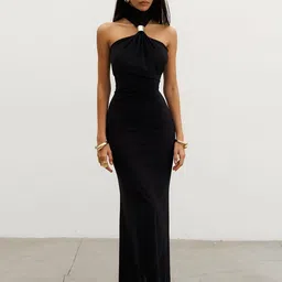 HERE&NOW Women Choker Neck Bodycon Maxi Dress-picture-29