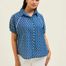 Jaipur Kurti Indigo Blue Printed Casual Shirt-image-22