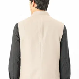 Rare Rabbit Beige Tailored Fit Jacquard Bandhgala image 2