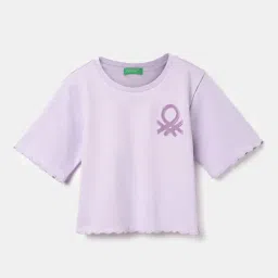 United Colors of Benetton Kids Purple Cotton Logo T-Shirt-picture-10