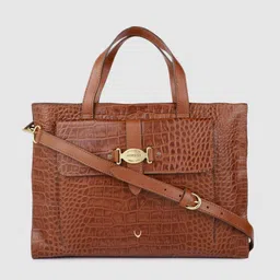 Hidesign Tan Brown Animal Textured Leather Oversized Structured Shoulder Bag-picture-27