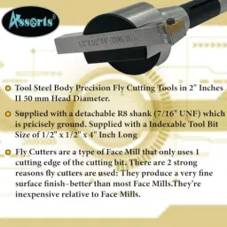 Assorts Fly Cutter with Carbide Inset Bit Tool Steel 50 mm R8 Shank 1.11 mm Drawbar image 4