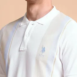 U.S. Polo Assn. Men Colourblocked Slim Fit Cotton Polo T-shirt image 2
