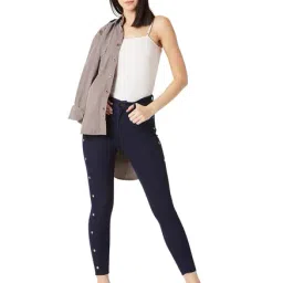 Miss Chase Navy Cotton Skinny Fit Jeans image 4