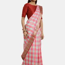 Varkala Silk Sarees Multicolored Chequered Saree With Blouse-picture-33