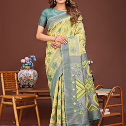 Mitera Zari Linen Blend Woven Design Saree-picture-38