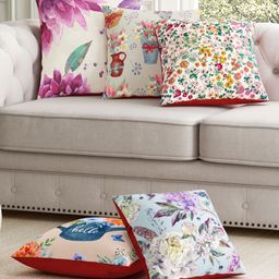 SEJ by Nisha Gupta Set of 5 Abstract Premium Cushion Covers - Orange-picture-2
