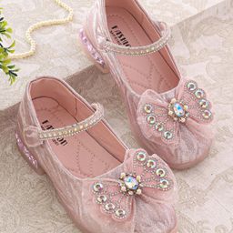 Oh! Pair Ballerina with Velcro Closure Butterfly Applique - Pink-picture-43