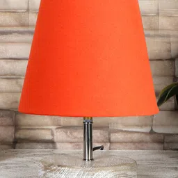 Devansh Orange cotton Round white brushed wood Table Lamp image 2