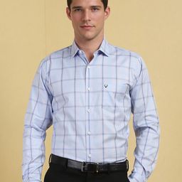 Allen Solly Men Slim Fit Spread Collar Windowpane Checked Cotton Formal Shirt-picture-14