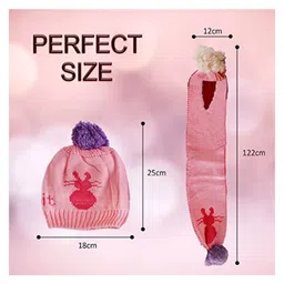 SYGA Knit Warm Beanie Cap and Scarf Set Pink - Diameter 38 cm image 3