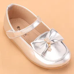 Cute Walk by Babyhug Velcro Closure Ballerina With Bow Applique- Silver image 3