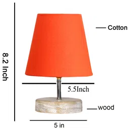 Devansh Orange cotton Round white brushed wood Table Lamp image 3