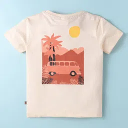 Mini Donuts Sinker Knit Half Sleeves T-Shirt & Shorts Set with Safari Theme Print - Rust Orange image 3