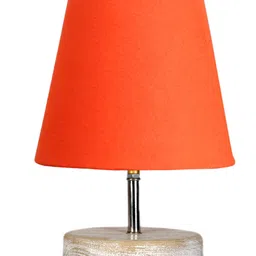 Devansh Orange cotton Round white brushed wood Table Lamp image 4